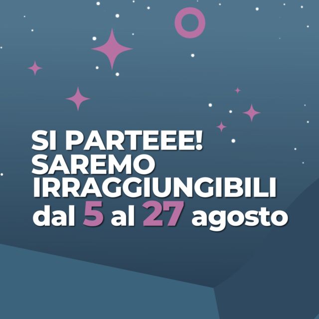 Si parteee!
Carissimi volevamo avvisarvi che dal 5 al 27 agosto saremo irraggiungibili per cause di forza maggiore! 👽🛸

Buon relax a tutti! 🏖️🌴

_______________________
#grafica #web #comunicazione #realizzazionesitiweb #graficadigitale #graphicdesign #italy #marketing #creazionesititorino #design #instagram #creazionesiti #graphic #formazione #webagencytorino #art #love #business #stampa #webdesign #pubblicità #creazionesitiinternet #graphicstudio #online #webdesigner #smartbs #instagood #webagency #print #social